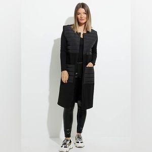 💧JOSEPH RIBKOFF long black quilted vest, size 4, NWOT